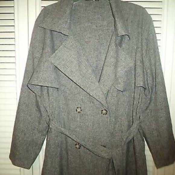 SHEIN GRAY DOUBLE BREASTED LONG DRESS COAT W/BELT-WOMENS SIZE 2XL - Picture 4 of 5
